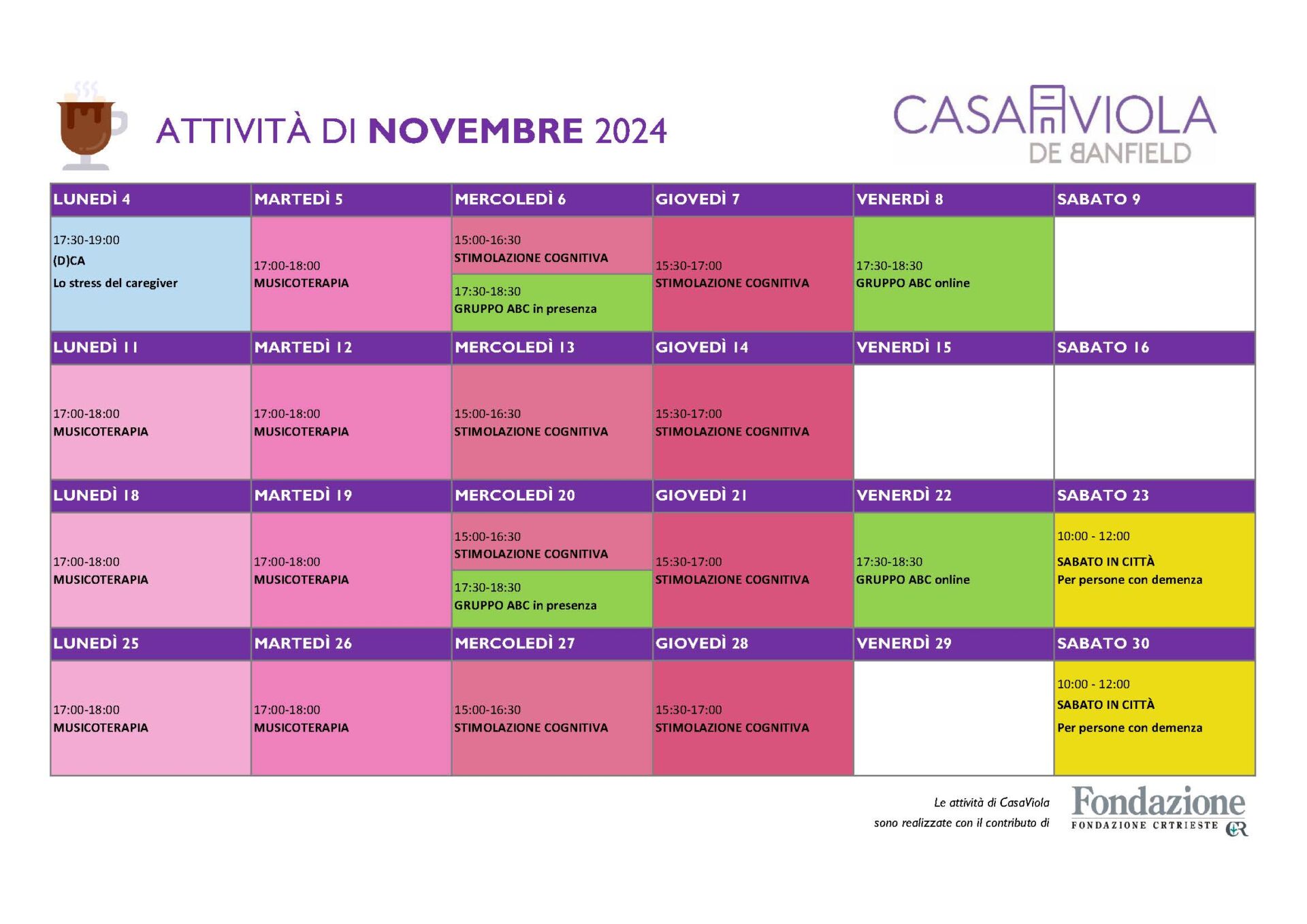 Attività per i caregiver e i loro familiari dicembre 2023